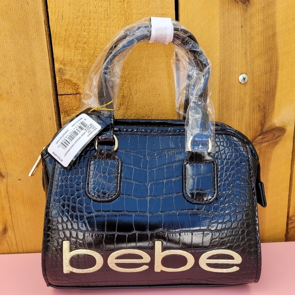 New bebe Fabiola Mini Croco Crossbody Black - Picture 2 of 14